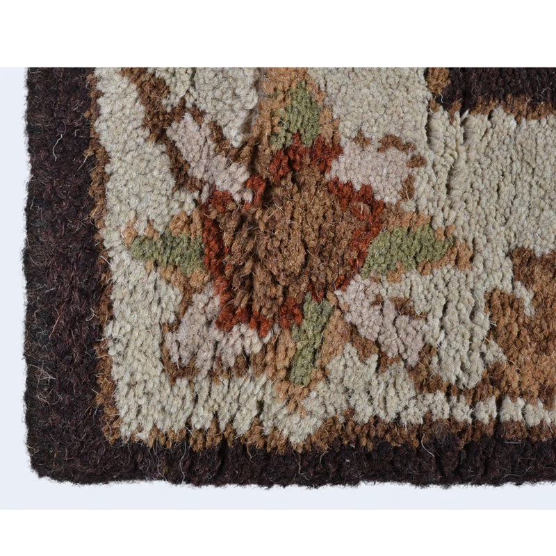 Tapis écologiques en laine touffetée à la main Beachampton - Rectangle, couleur beige brun, design oriental, tapis antidérapants faits à la main épais pour salon, chambre à coucher