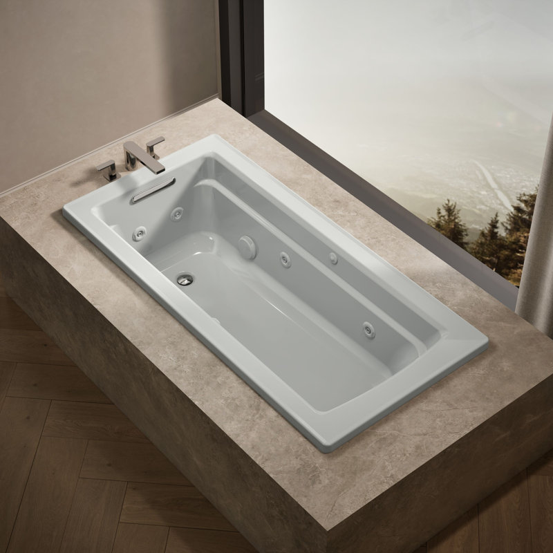Archer® 66" X 32" Drop-In Whirlpool Bath with Bask® Heated Surface, Thunder Gray