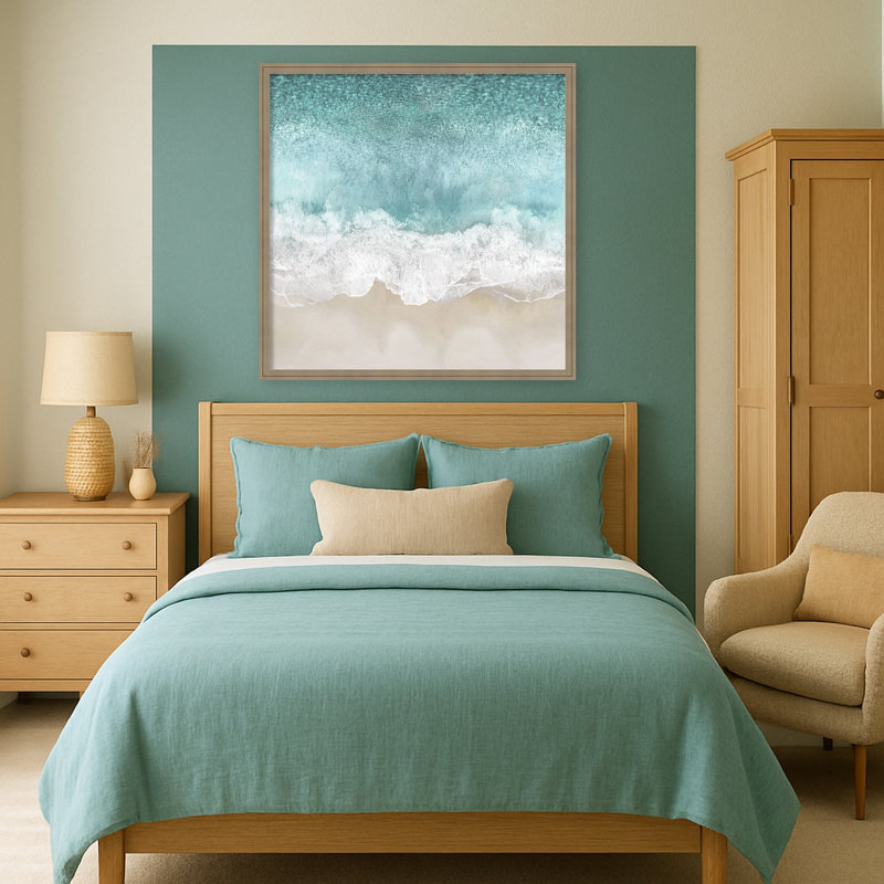 «Ocean Waves I» par Maggie Olsen, reproduction d'art sur toile encadrée, Florence brun clair