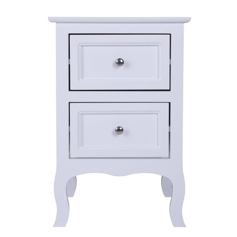 40cm W Solid + Manufactured Wood Bedside Table, White