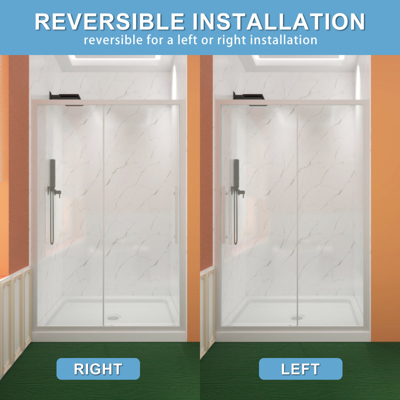 Premium Sliding Shower Door,48"Wx72"H, Adjustable Width 44-48", 1/4" Tempered Glass, Chrome