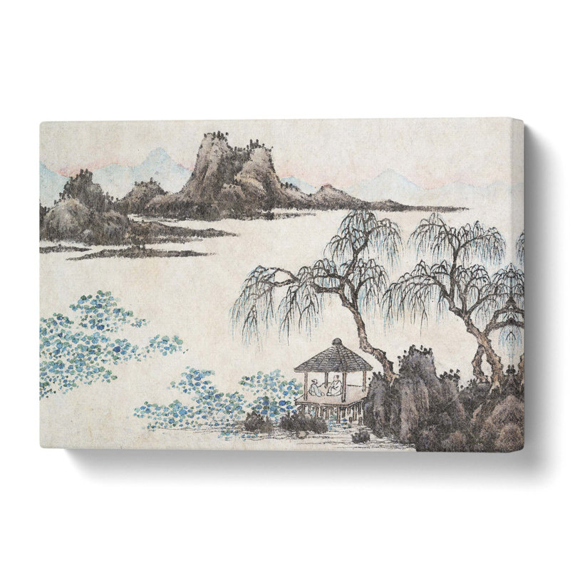 Pavilion Under the Willow Trees by Shen Zhou - Wrapped Canvas, 40 cm H x 60 cm W