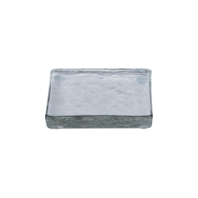 Glass Coasters Set of 4 for Drinks - Modern Farmhouse Design, Clear Art Glass - 4x4 Inch Slab