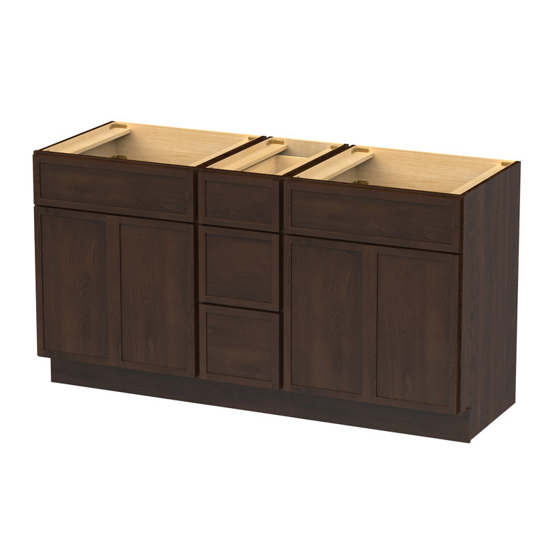 Base de meuble-lavabo double 60 po seulement, Brun