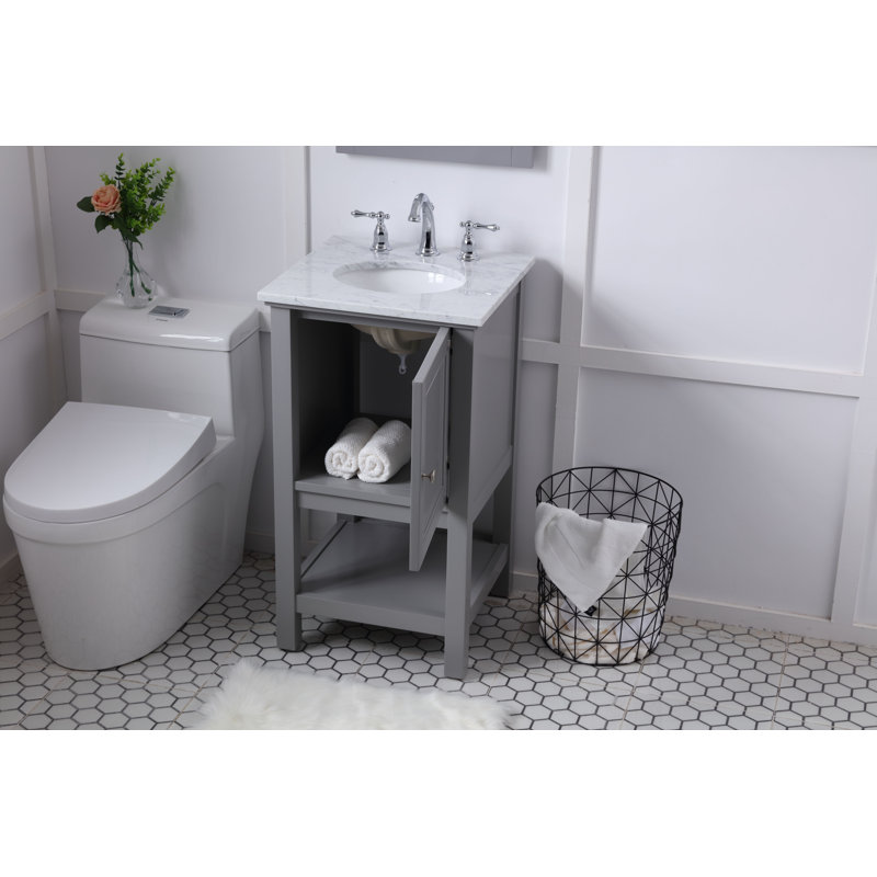19'' Single Bathroom Vanity with Carrara Marble Top, Gray