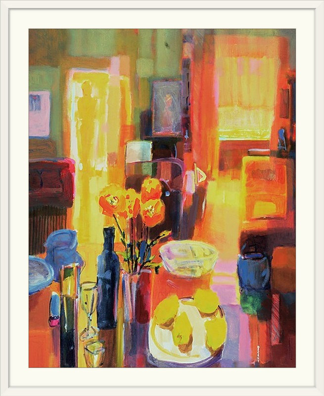 «Morning in Paris», reproduction de peinture à l'acrylique, H 32 po x l 27 po x P 1 po, Cadre blanc