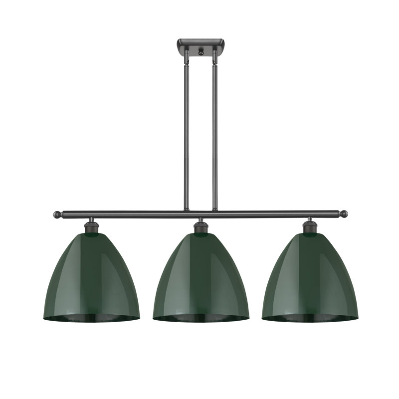 Luminaire suspendu 3 lumières pour îlot de cuisine, Vert, Bronze huilé