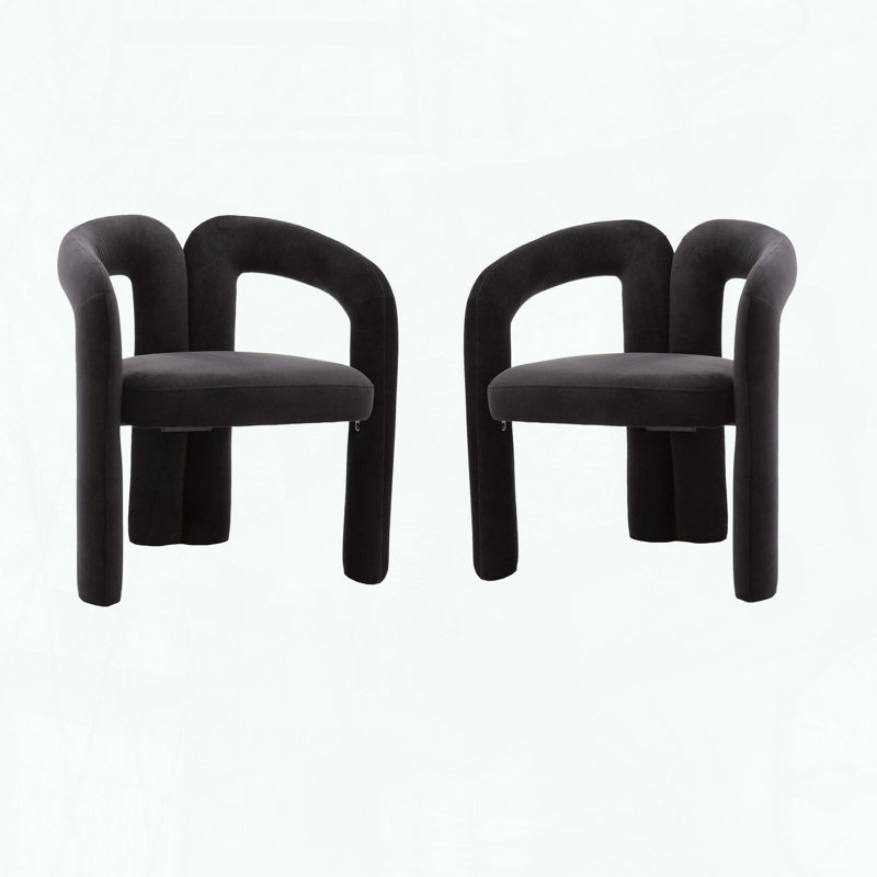 Chaises d'appoint tonneau en velours Contemporary - ensemble de 2, Noir