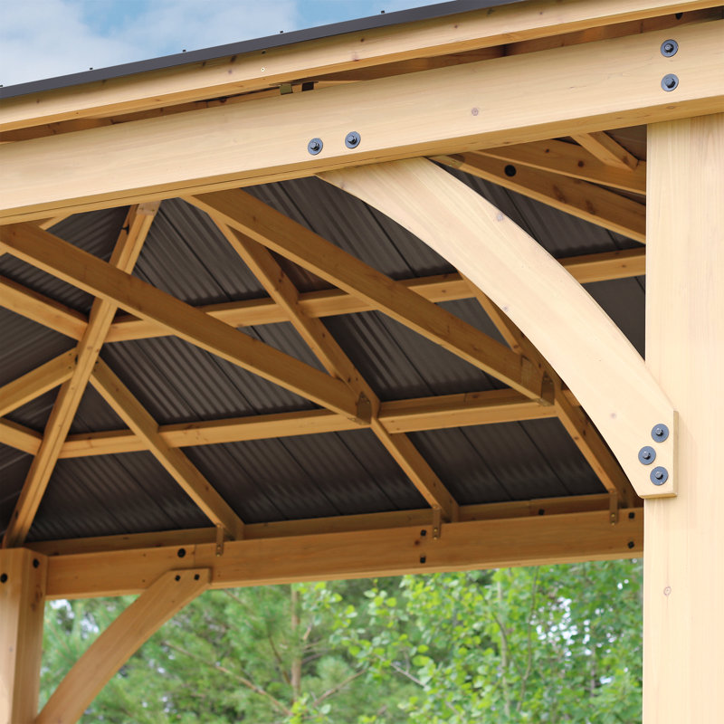 13 pi. L 11 pi. D Pavillon de jardin escamotable en bois massif