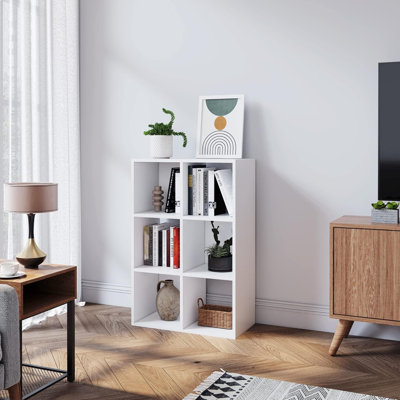 Ebern Designs Bookcase, 6 Cube Open Storage Organizer Display Bookshelf