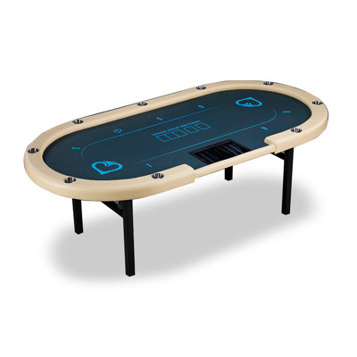 Beige + Black Oval Manufactured Wood + Iron Poker Table
