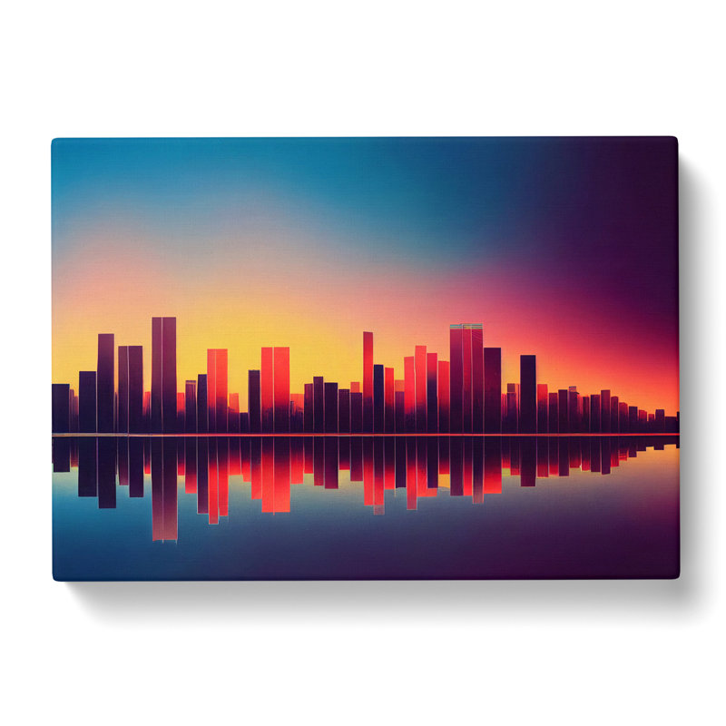 Vibrant Skyscraper Skyline - Wrapped Canvas, 35cm H x 50cm W x 3cm D