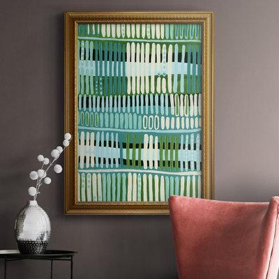 Motif bleu sarcelle I - Toile encadrée de qualité supérieure - prête à être accrochée