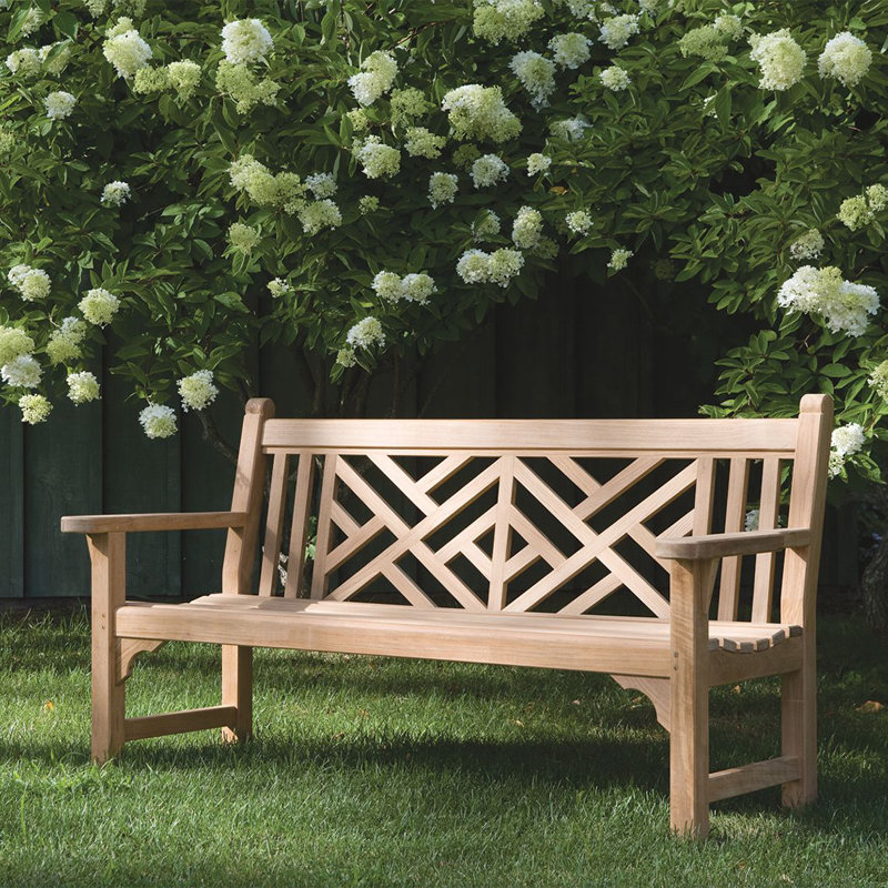 Chippendale Outdoor Teak Bench, 34" H x 48" W x 20" D