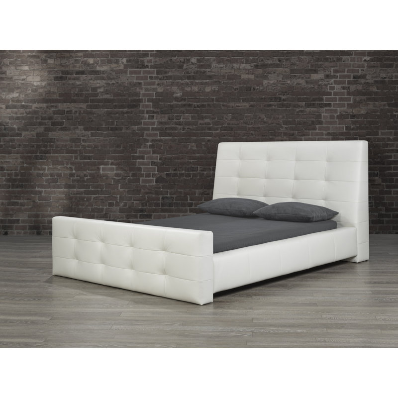 Ignas Leather Platform Bed, Polar White, King