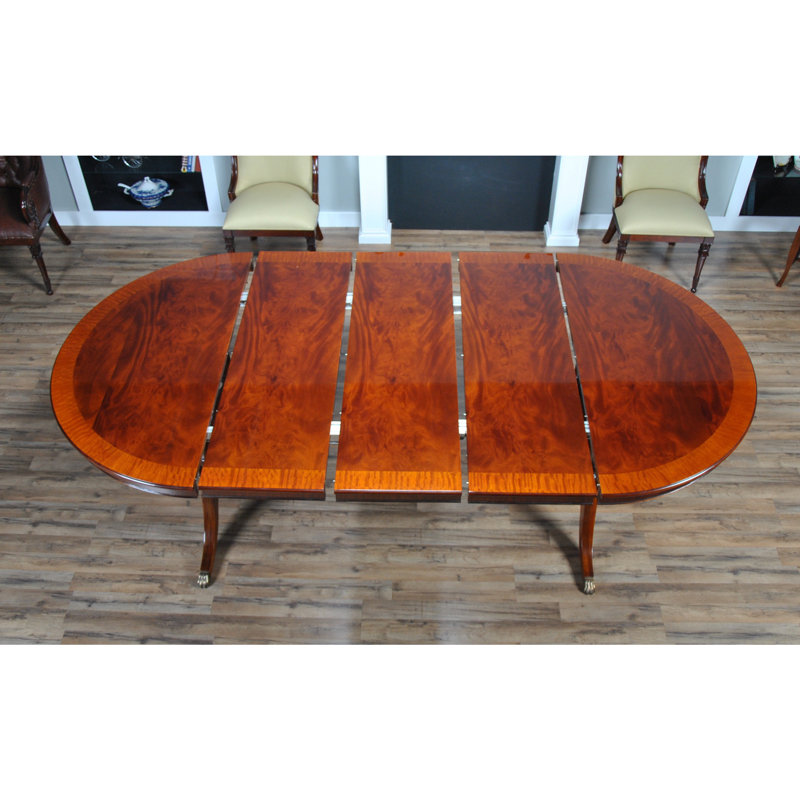 Extendable Mahogany Oval Solid Wood Dining Table