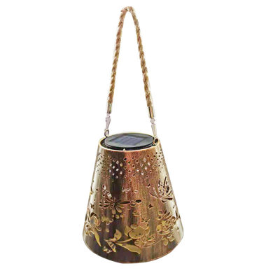 Lanterne de table solaire solaire avec papillons scintillants et lampe de table à DEL jaune chaud pour jardin