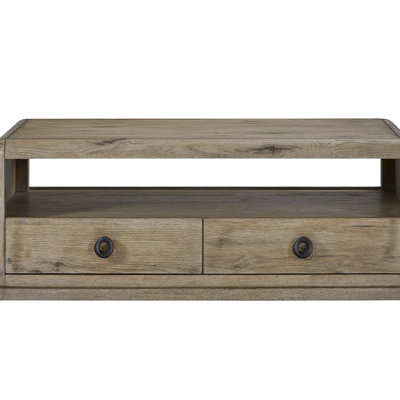 English Knotty Oak Drawer Cocktail Table