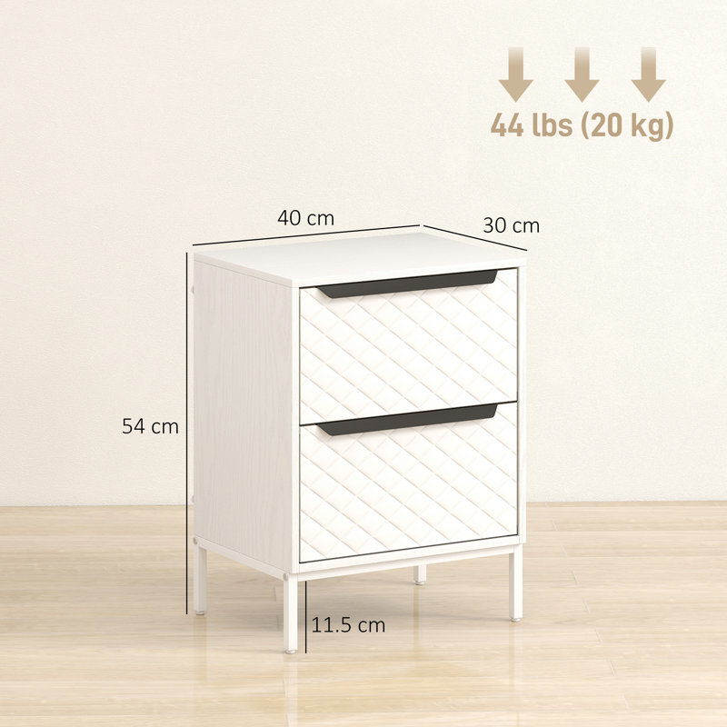 40cm W Bedside Table, White