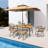6 - Person Aluminum Frame Rectangular Outdoor Dining Set wth Cushions and Umbrella Hole-404984892