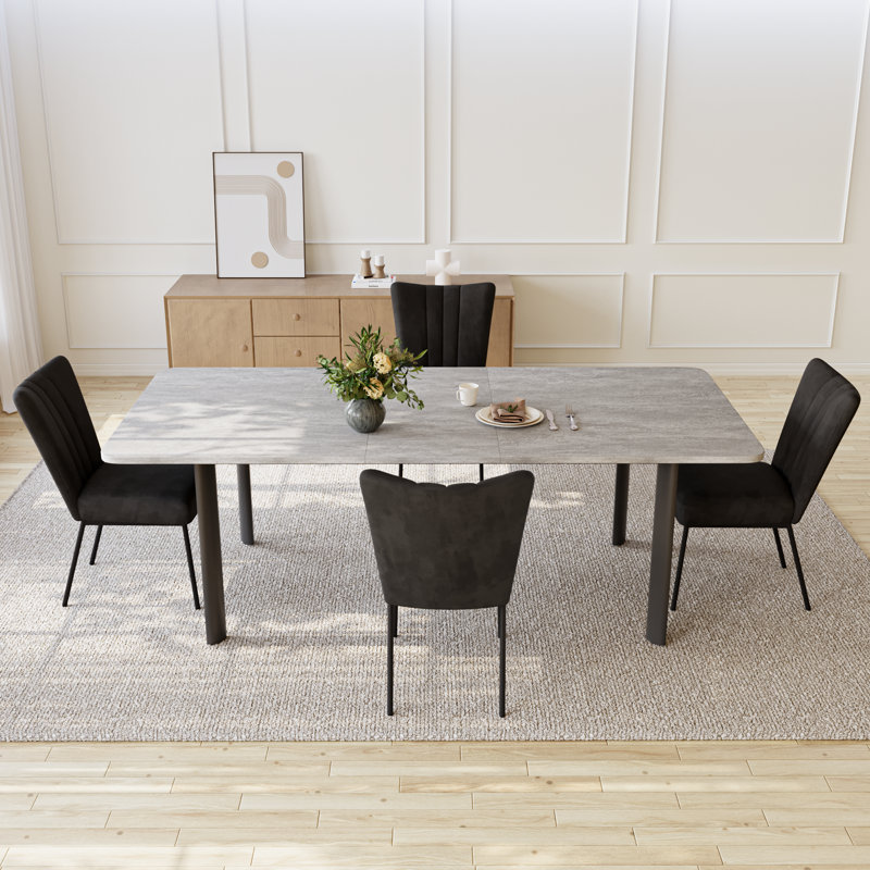 Ensemble de table de salle à manger rectangulaire 78,7 po, ensemble de table de cuisine moderne avec chaise rembourrée pour la maison, la cuisine et la salle à manger