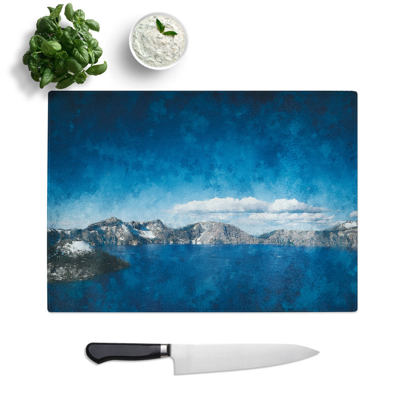Tempered Glass Crater Lake in Oregon Chopping Board, 28.5 cm x 39 cm