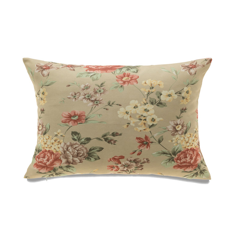 Coussin floral Florence, Rose sur fond ivoire, Pas de bourre