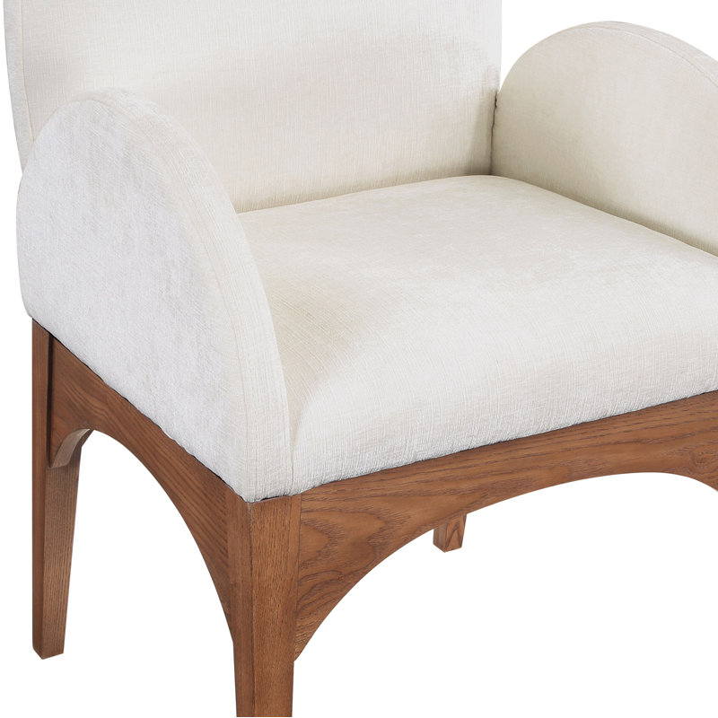 Fauteuil Waldorf, Noyer, Chenille crème