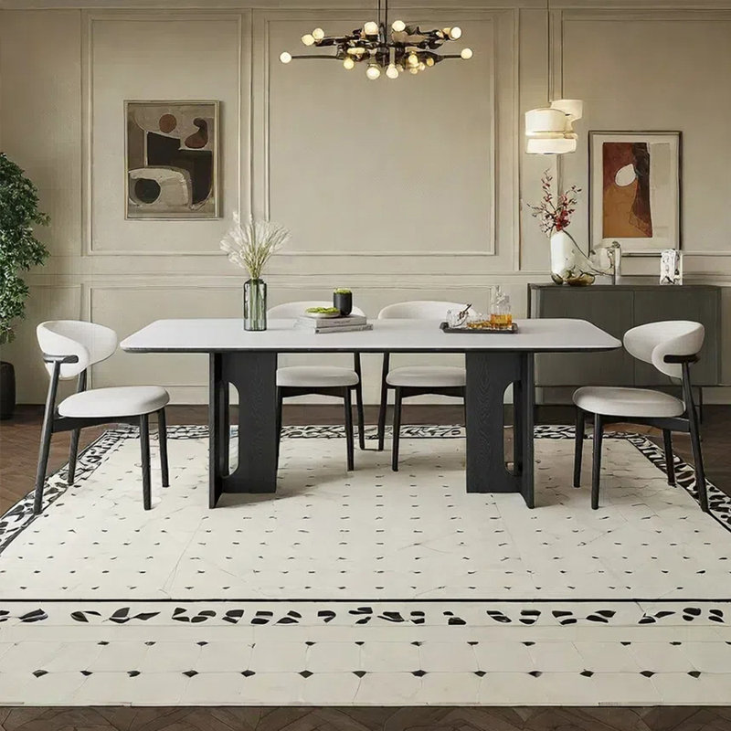 Ensemble de table de salle à manger et de chaises en pierre de style paléo, H 29,52 po x L 59,05 po x l 31,49 po