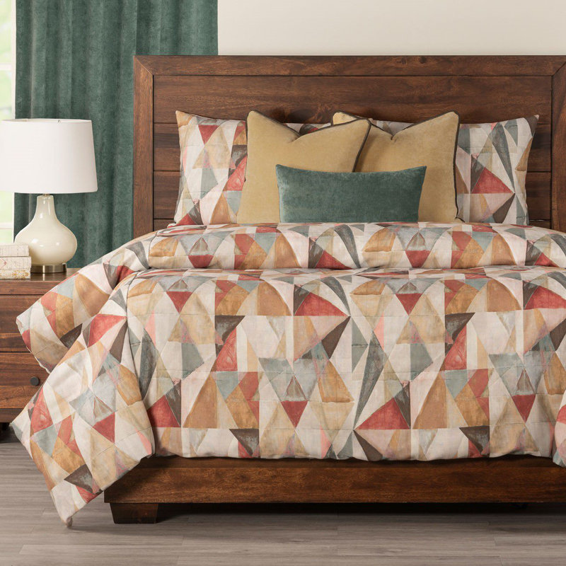 Polyester Baffle Box Stitch Geometric Shapes Duvet Cover & Insert, King Duvet Cover + 2 King Shams