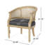 Chaise d'appoint d'inspiration française avec fauteuil rembourré et pieds rembourrés de canne