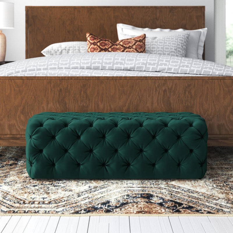 Banc avec revêtement, Velours vert boisé