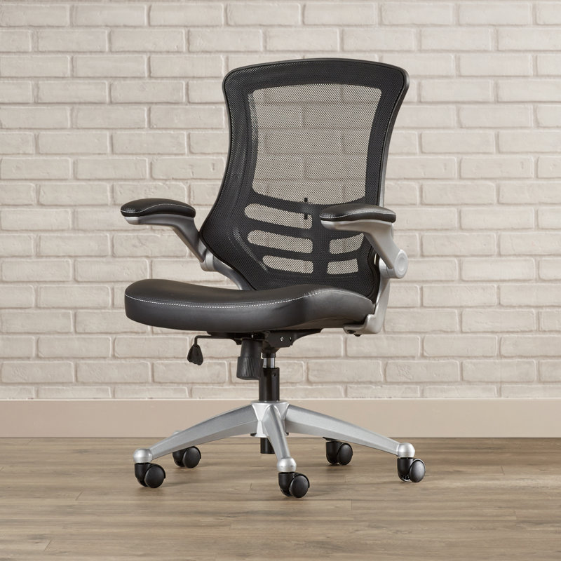 Modway Porch & Den Williamsburg Mesh Back and Leatherette Seat Office Chair, Black