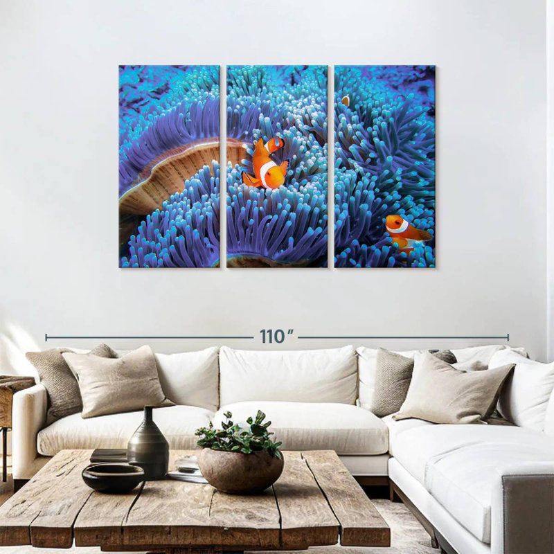 Aletra Bali Sea Anemone Clownfish, 48" H x 74" W