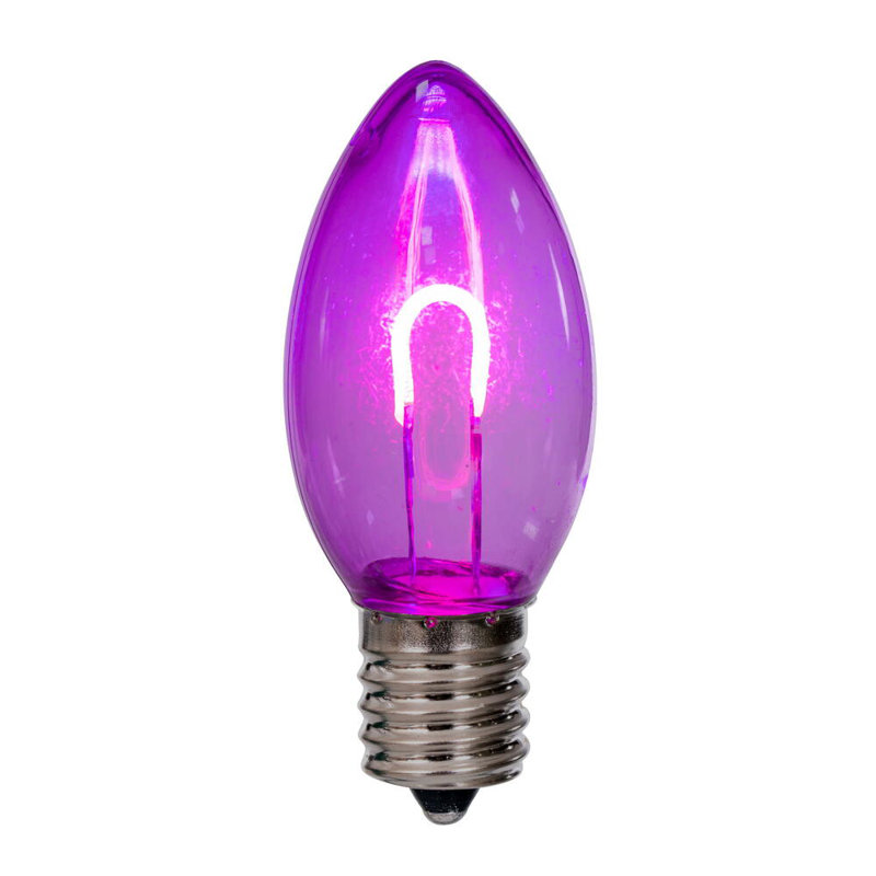 Transparent U-Shaped Filament Bulb, E17 Base, 120V, .6 Watts, 25 Bulbs per bag, 3'' H x 1'' W x 1'' D, Purple