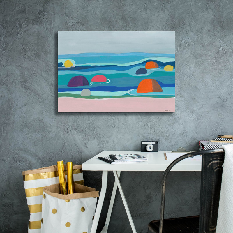 «Marine Layers No. 4» par Jan Weiss, art mural sur toile, H 18 po x l 26 po x P 0,75 po