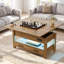 Table basse à plateau relevable divisé avec lumière DEL, station de charge, grand rangement-132917060