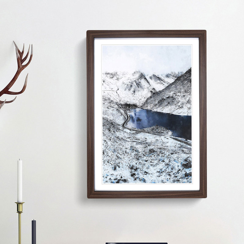 Tryfan Mountain In Snowdonia Wales - Single Picture Frame Painting on MDF, 63cm H x 45cm W x 2cm D, Walnut Framed