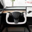 Volant pour le modèle 3 de Tesla 2016-2023, volant en fibre de carbone en forme de D à fond plat avec fonction de chauffage, poignée en cuir avec texture antidérapante, remplacement des accessoires pour le modèle 3, blanc-121532134
