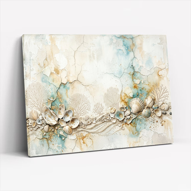 Ensemble de 1 tableau sur toile Coquillage et corail, 28"H x 40"W, Wrapped Canvas