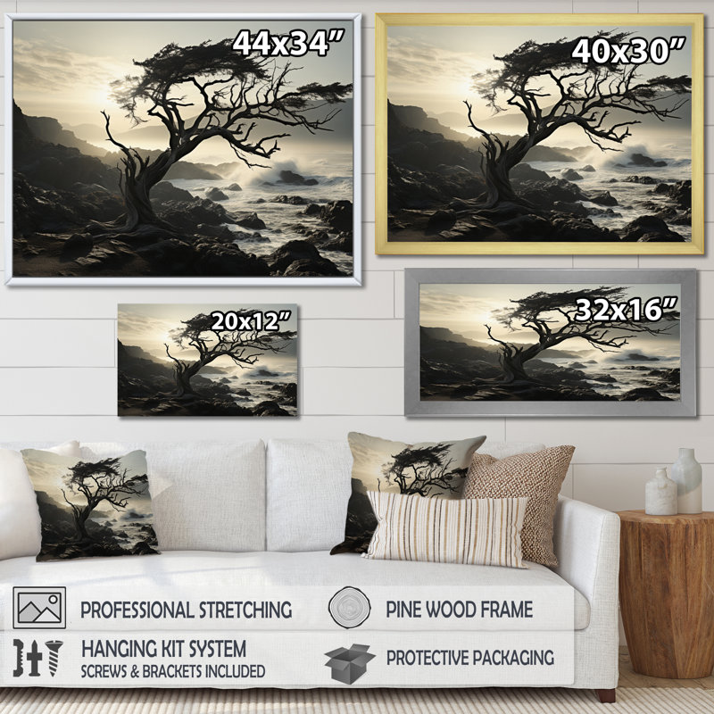 «Beach Photo Coastal Symphony II», reproduction sur toile, H 30 po x l 40 po x P 1,5 po, Cadre naturel flottant