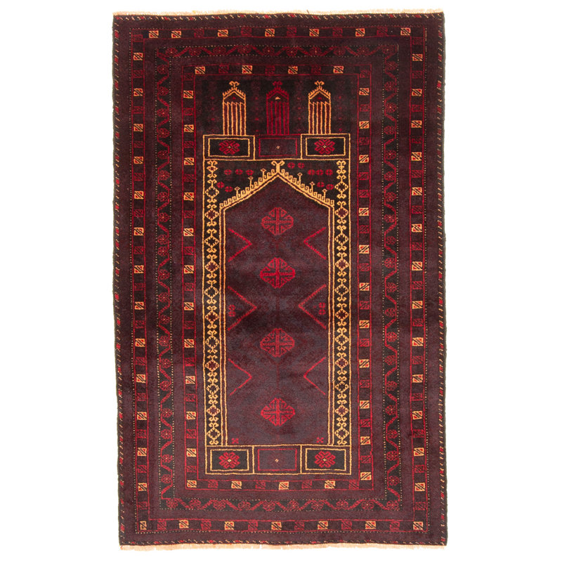 Tapis noir Teimani 3 pi 1 po x 4 pi 11 po