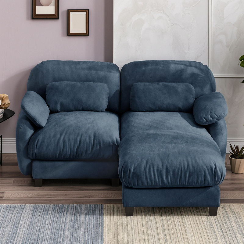 Canapé modulable deux places avec pouf amovible, Bleu