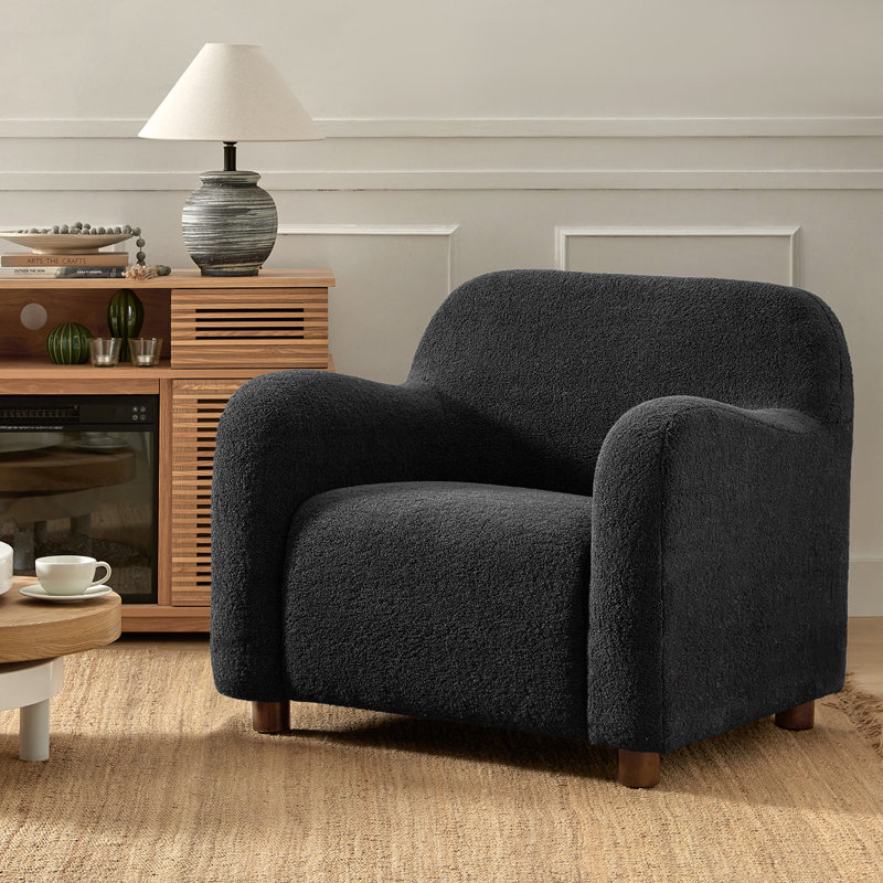 Upholstered Wool Armchair, Black