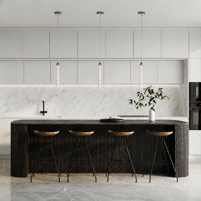 1-Light Chrome LED Pendant With A Clear Bubble Crystal Rod