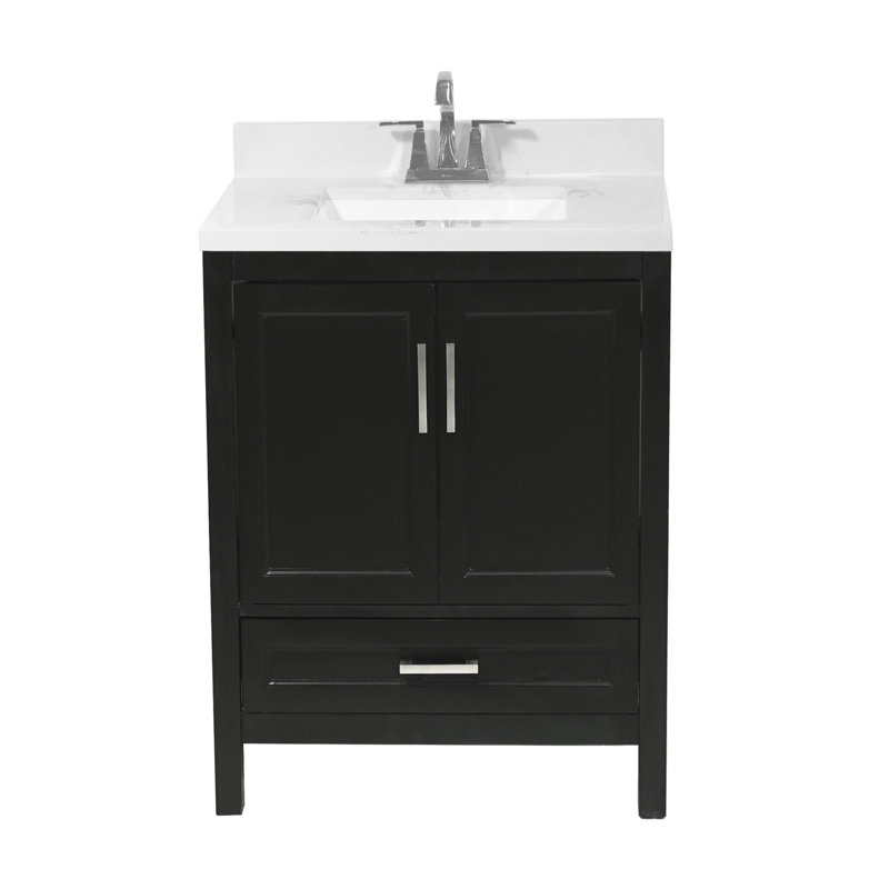 Ensemble de meuble-lavabo simple 25 po Daily, Espresso, Marbre de Carrare