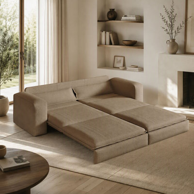 Canapé-lit 93 po pour très grand lit, canapé-lit escamotable, canapé-lit convertible 3 en 1, méridienne, canapé-lit 3 places avec 2 coussins lombaires pour le salon, bureau