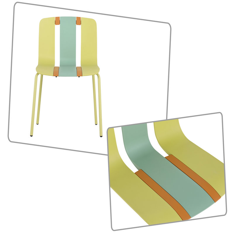 Ensemble de chaises de salle à manger modernes en plastique PP à blocs de couleur avec pattes en métal pour une utilisation intérieure / extérieure, conception empilable