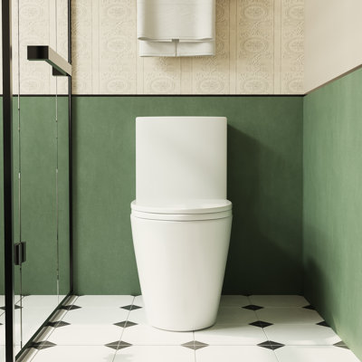 Bothwa Home 30.3"H Antimicrobial Ceramic 1.1/1.6 GPF Elongated Comfort Height Floor Mounted One-Piece Toilet, Soft Seat Close, Stain Resistant, Scratch Resistant, Leak Resistant