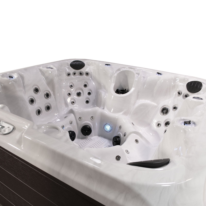 Grand Banks 6-Person Gray Square Acrylic Hot Tub with LED Lighting